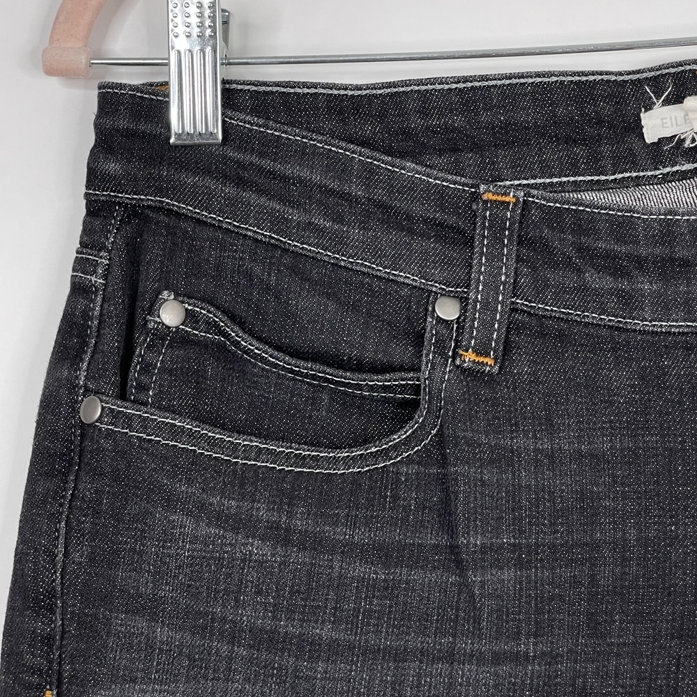 2/$30 Eileen Fisher Organic Denim Skinny Jeans 4 Rinsed Black Mid Rise #6653 - Picture 5 of 15